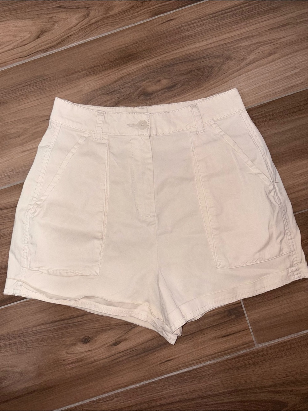 Women's High-Waist Cream Utility Shorts Size XS - Used